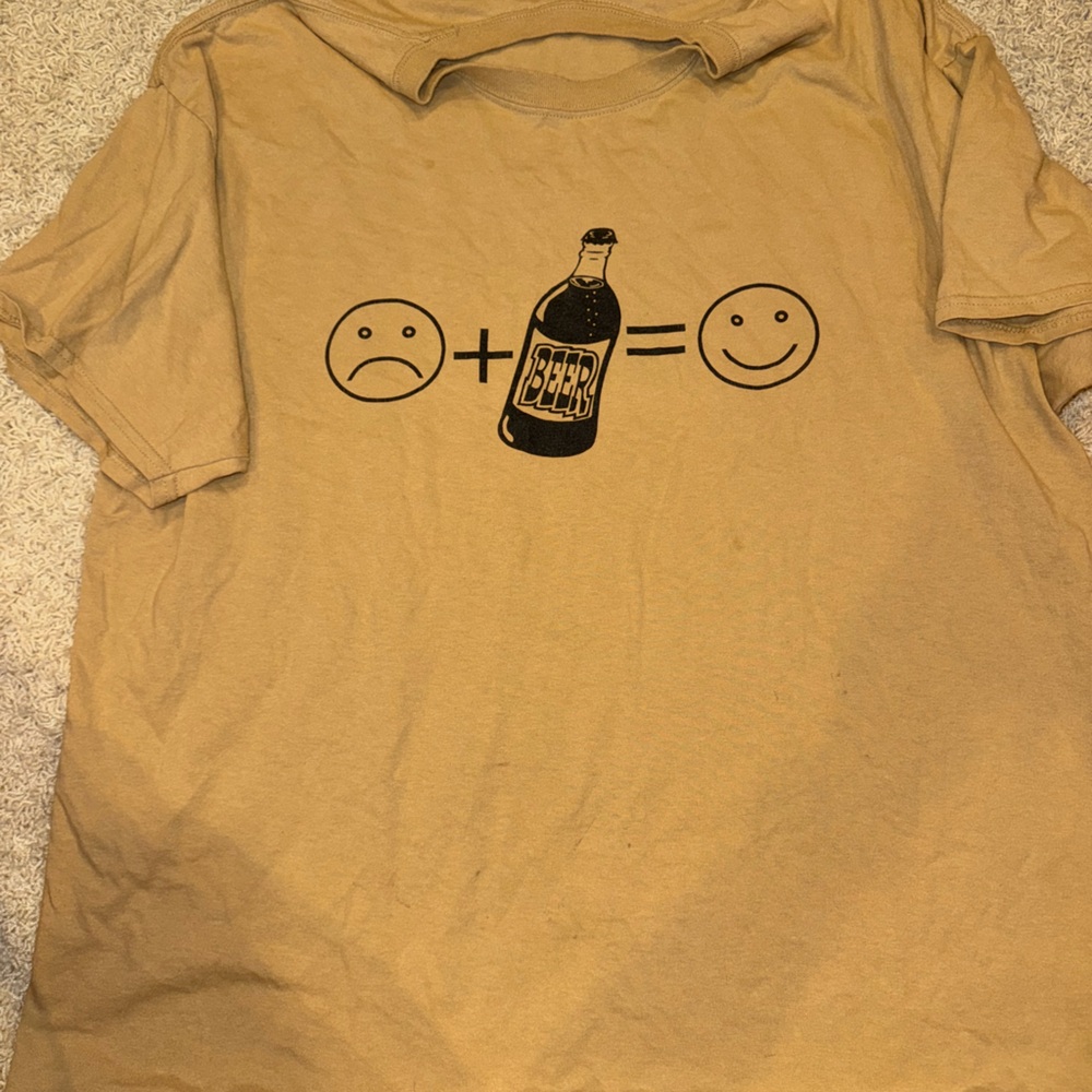 Tan Graphic T-Shirt with Bottle Design